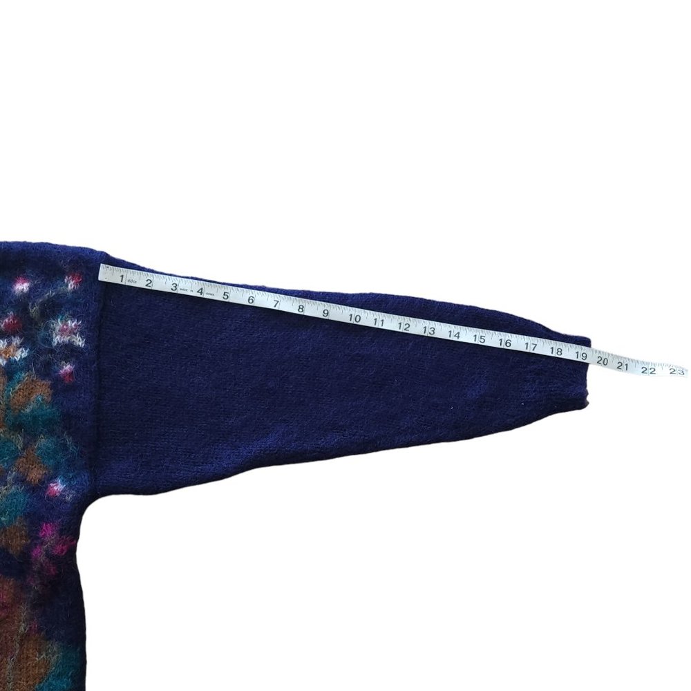 Vintage navy abstract mohair blend sweater - Picture 3 of 7